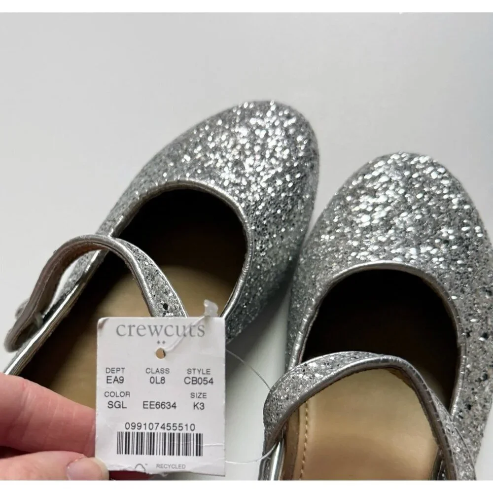 NEW J. Crew Factory Crewcuts Girl Heeled Glitter Maryjane Shoes size 3